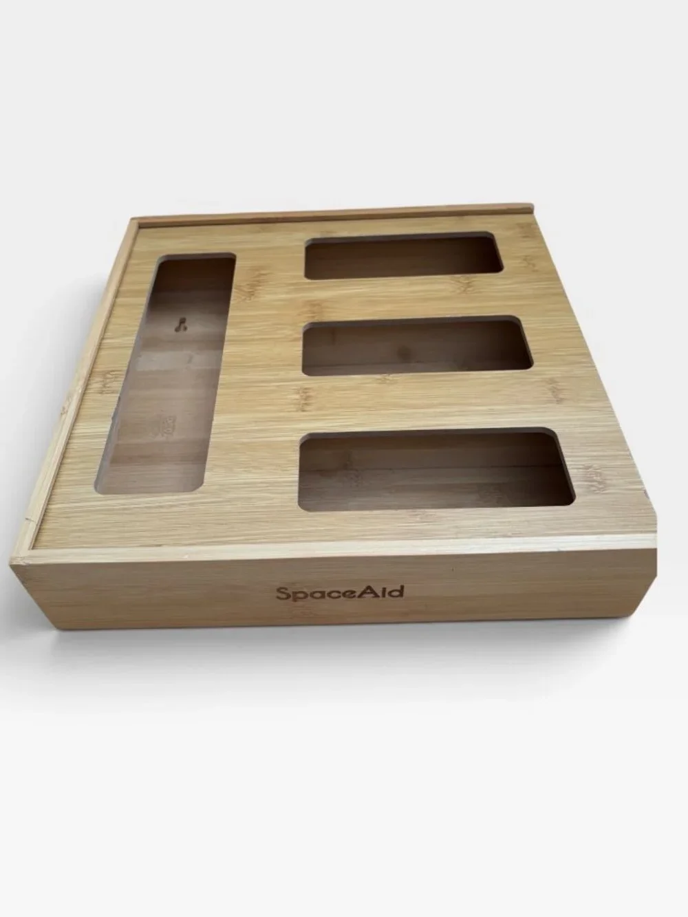 SpaceAid Bamboo Drawer / Wall Organizer For Bags With Sliding Lid